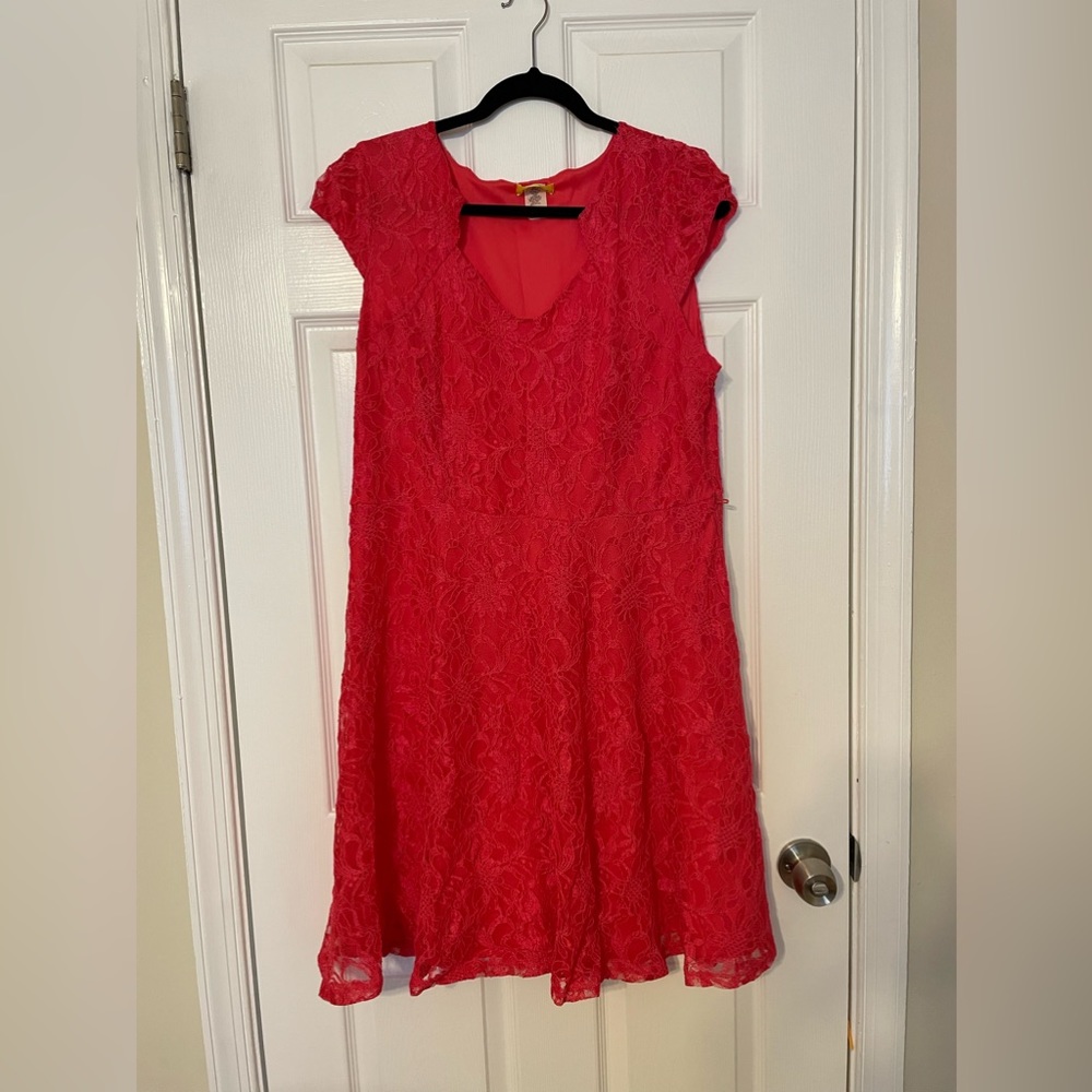ModCloth Yellow Star retro style pink lace dress 1X